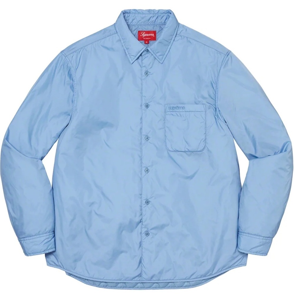 Supreme Nylon Filled Shirt Jacket in Slate Blue
